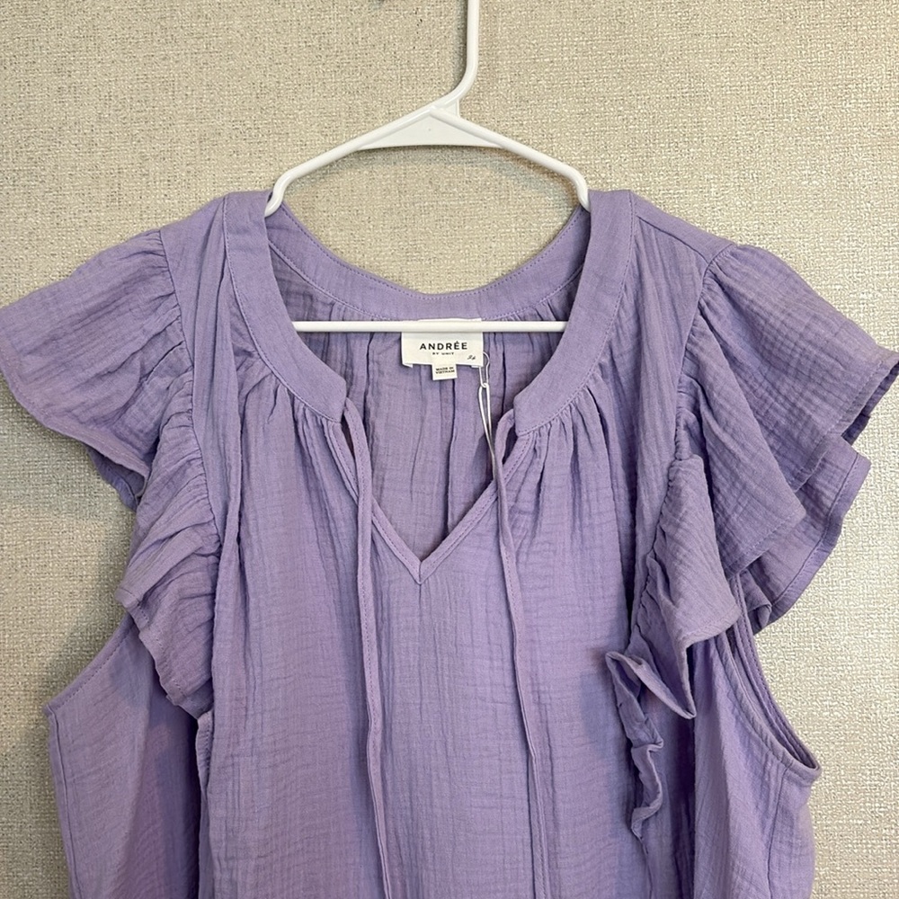 Lavender Ruffle Sleeve Top